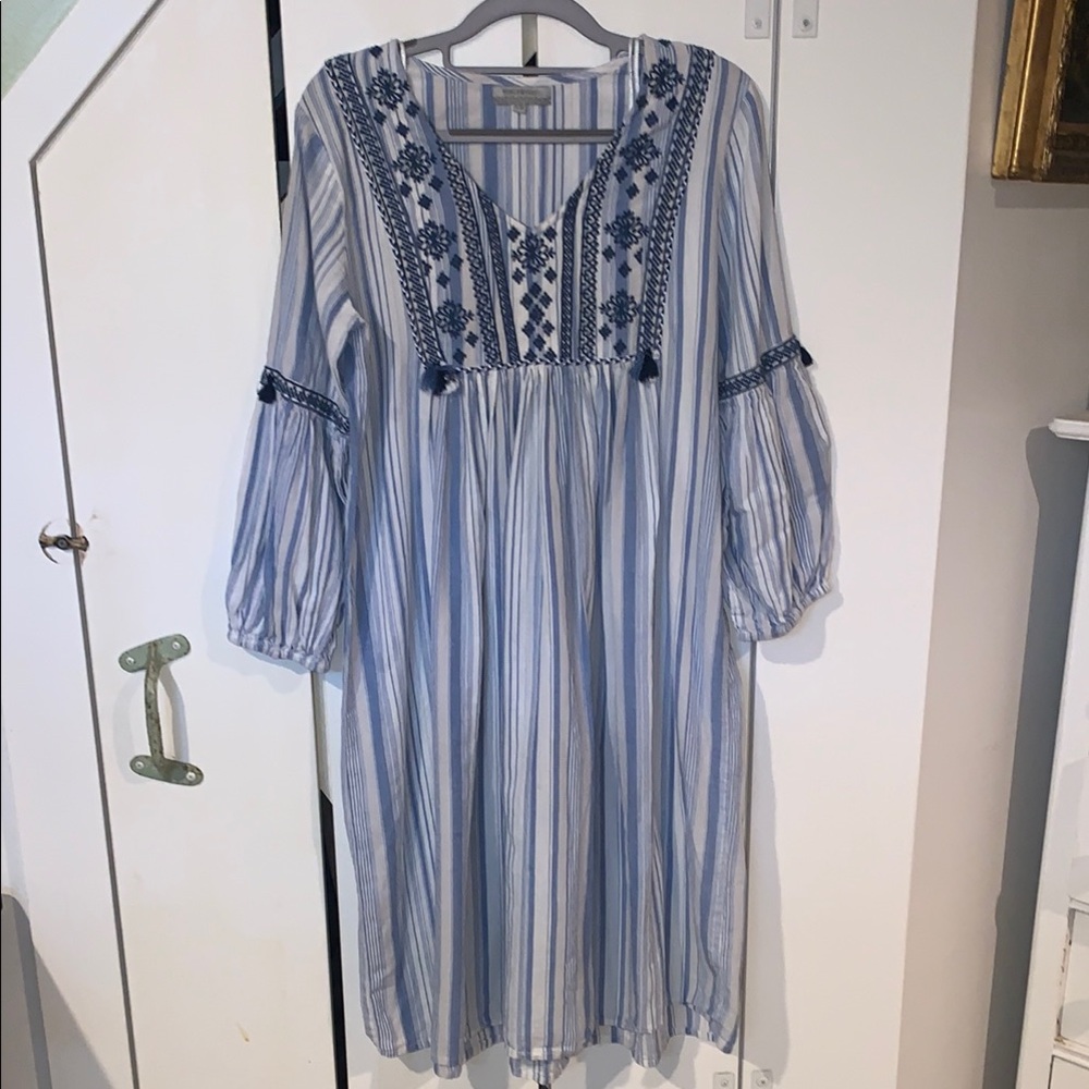 Cost Plus World Market Blue Ruffled Tiered Sundress